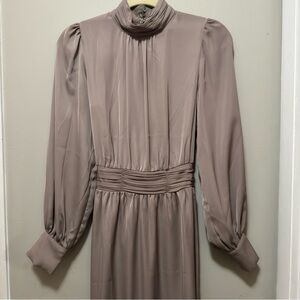 H&M HK Long sleeve Dress with a tie belt - Grey - Ladies XS
